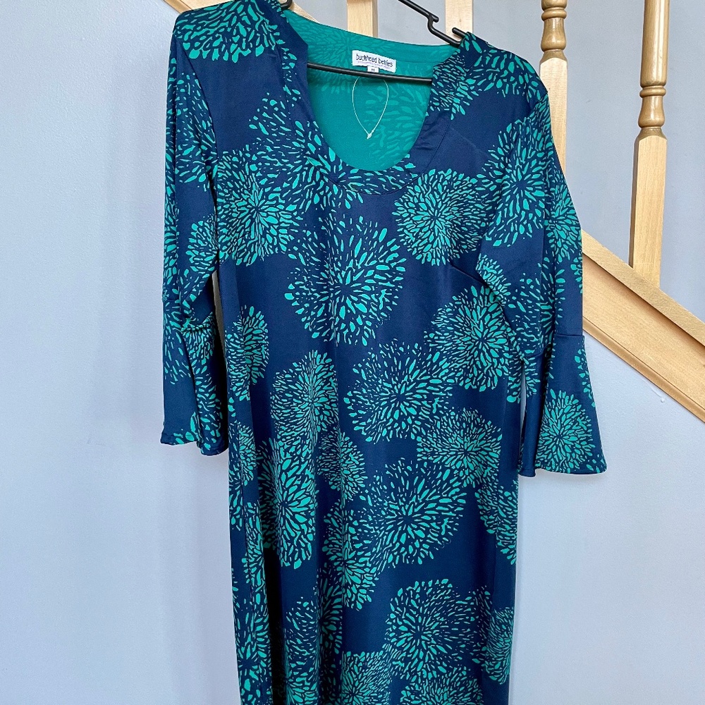 NEW W/TAGS  Buckhead Betty’s Green/blue 3/4 sleeve  Sheath dress sz medium